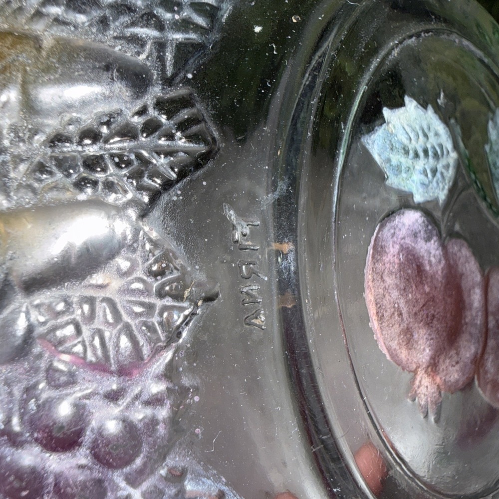 Firna Clear Embossed Multi-Colored Fruit Vegetable Design Glass Bowl - Picture 6 of 6